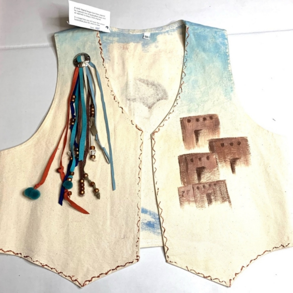 Unique, vintage & one of a kind hand painted vest (Shoe Not Included)